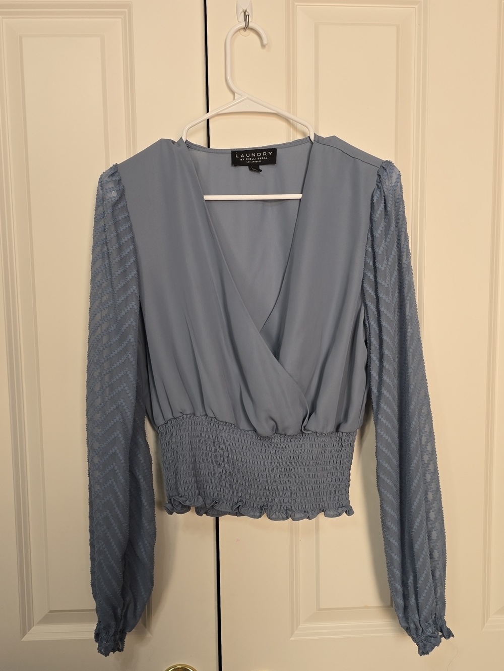 Laundry by Shelli Segal Dusty Blue Long-Sleeve Blouse